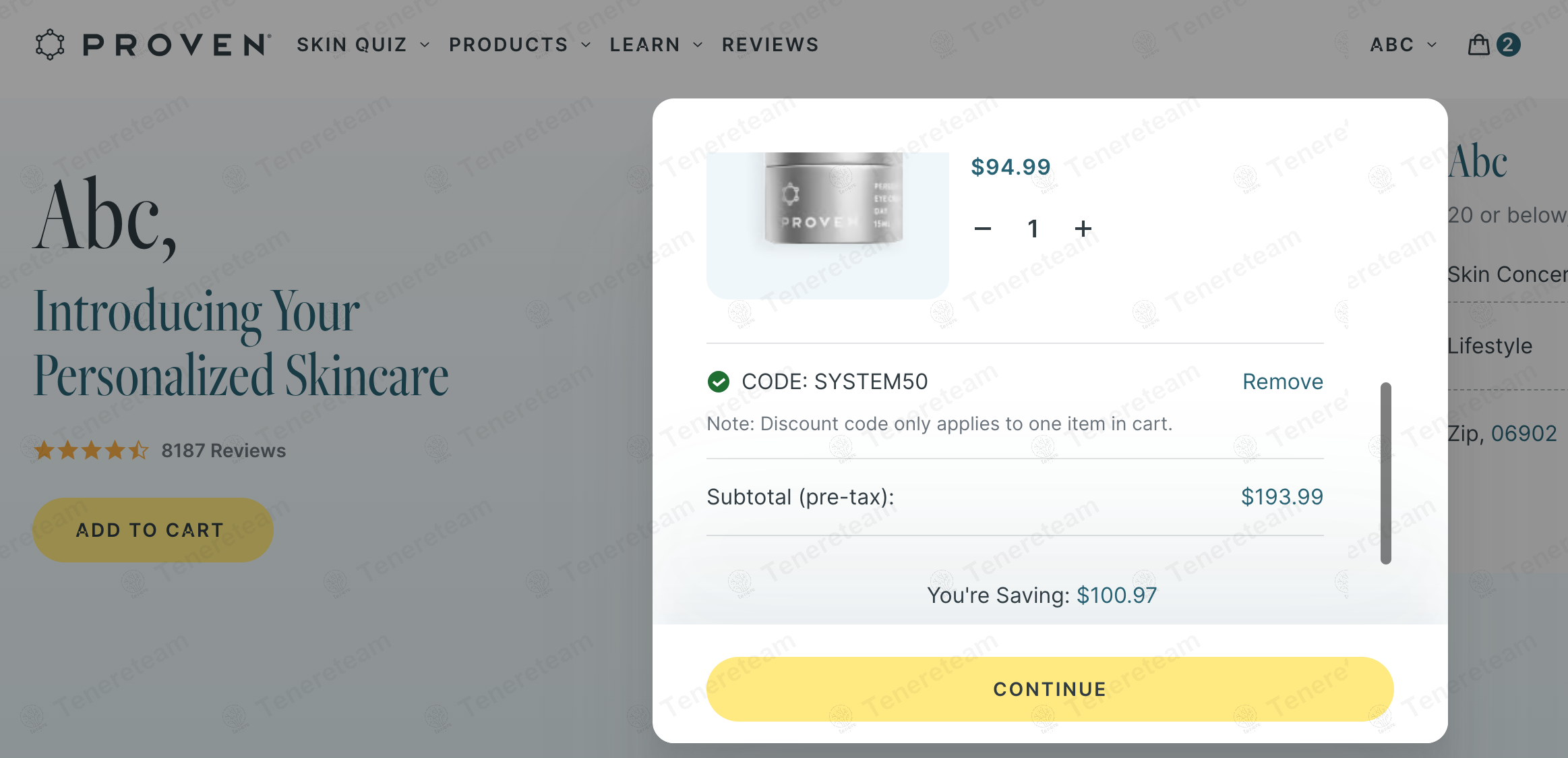 Proven Skincare coupon code: 50% off with SYSTEM50. Tested and valid as 7 months ago.