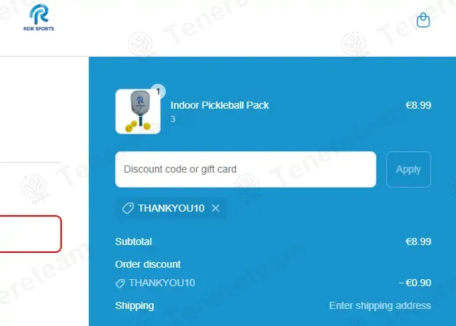 RDR Sports coupon code: 10% off with THANKYOU10. Tested and valid as 1 year ago.