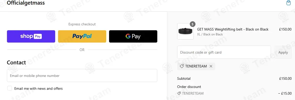 Official Get Mass coupon code: 10% off with TENERETEAM. Tested and valid as 1 year ago.