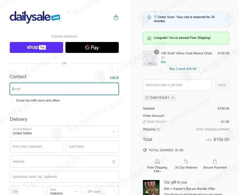 Daily Sale coupon code: $1 off with DAILYSALE1. Tested and valid as 9 months ago.