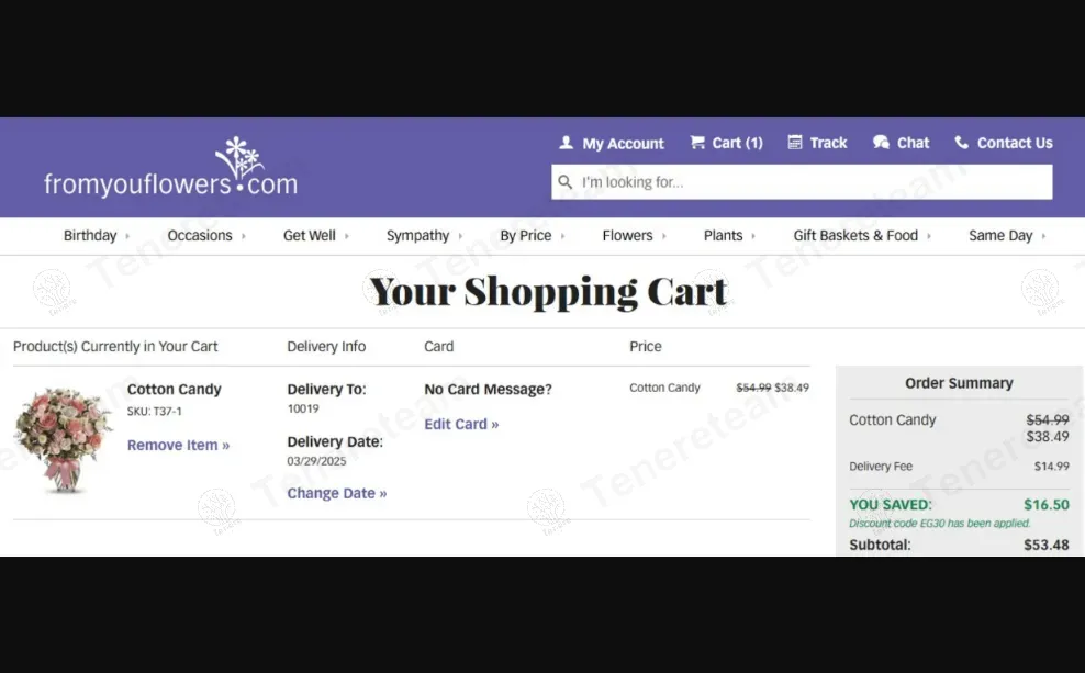 FromYouFlowers coupon code: Sale off with EG30. Tested and valid as 5 months ago.