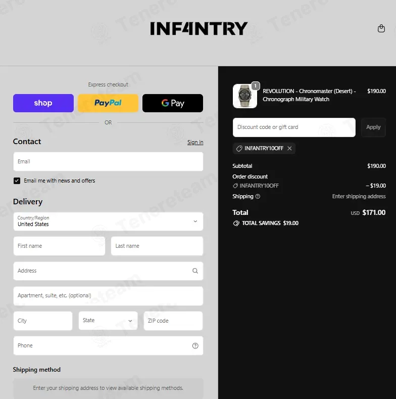 Infantry Watch Co coupon code verified as working at checkout
