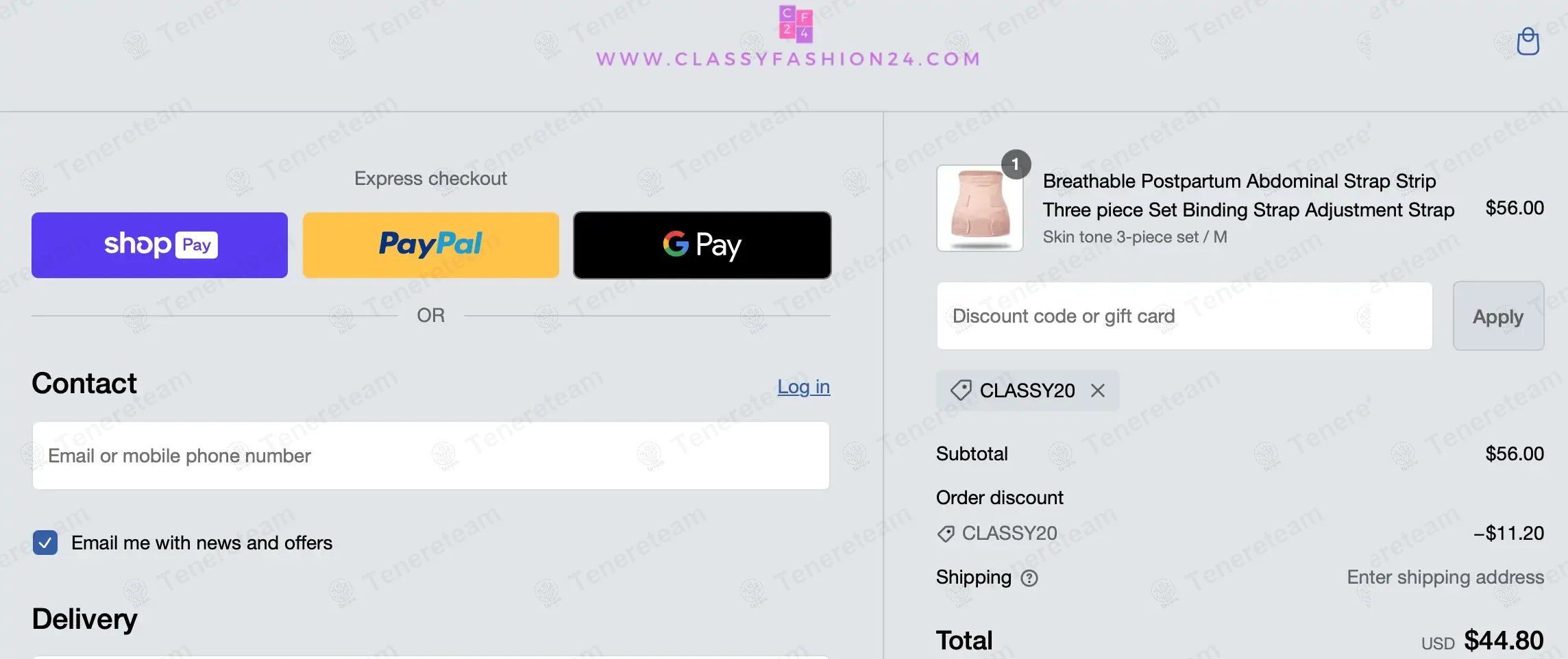 Classy Fashion 24 coupon code: 20% off with classy20. Tested and valid as 1 year ago.