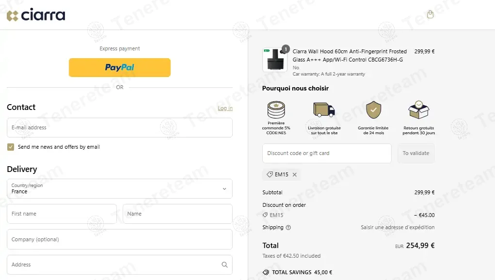 Ciarra Appliances FR coupon code: 15% off with EM15. Tested and valid as 1 year ago.