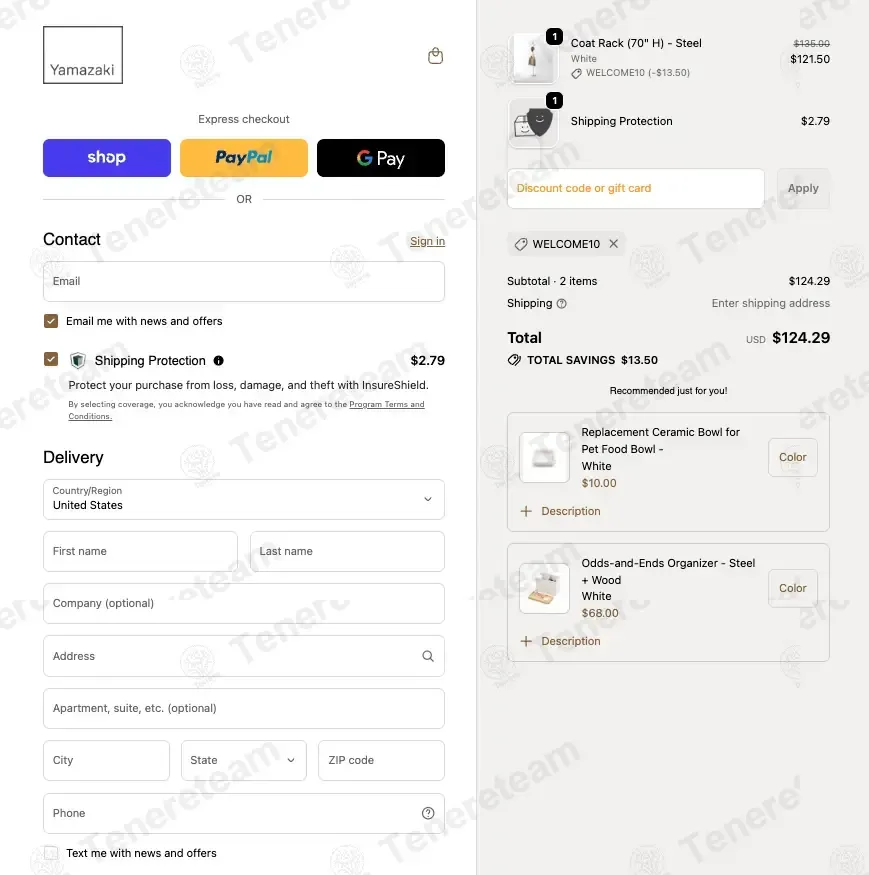 Yamazaki Home coupon code: 10% off with WELCOME10. Tested and valid as 1 week ago.