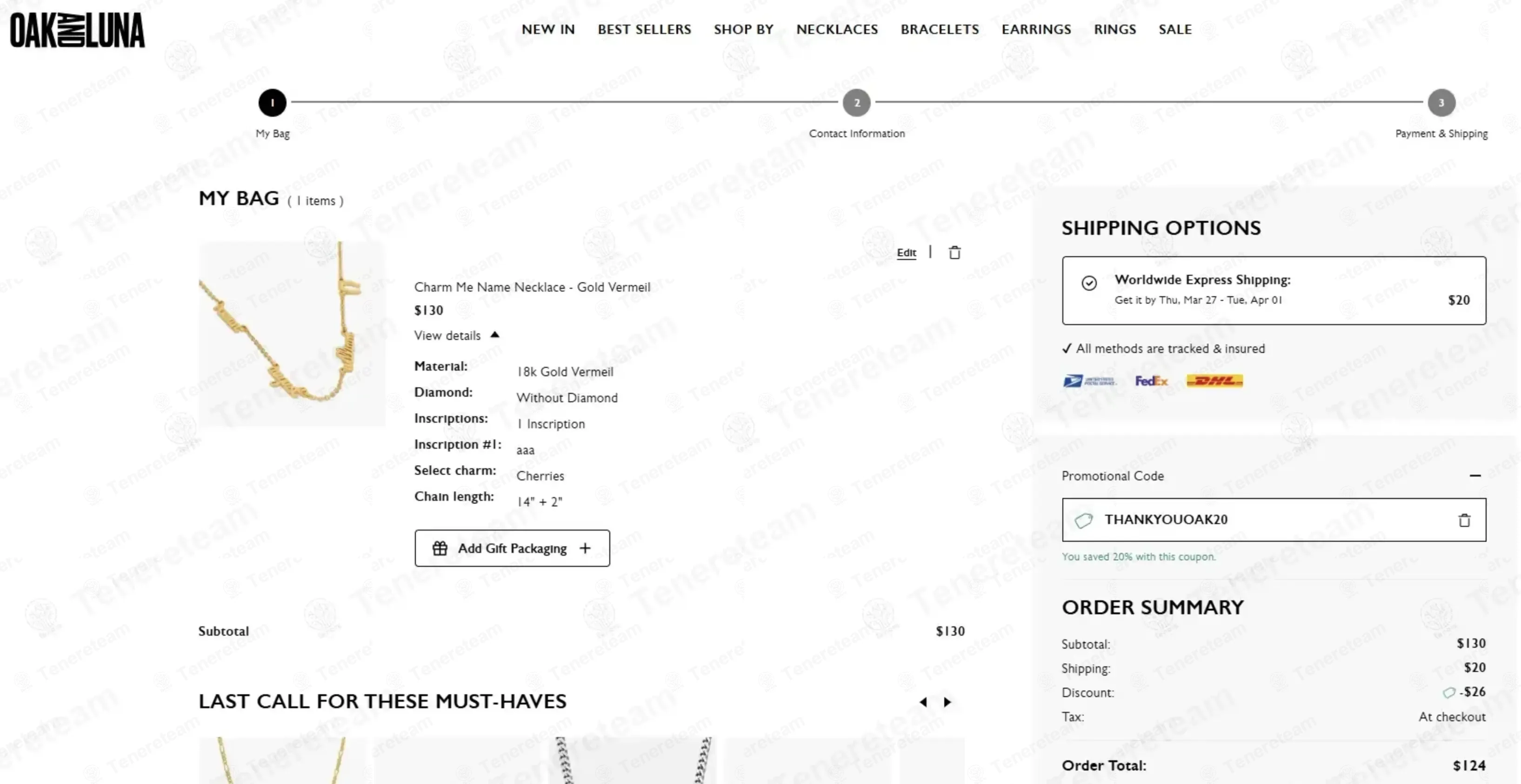 Oak & Luna coupon code: 20% off with THANKYOUOAK20. Tested and valid as 1 month ago.