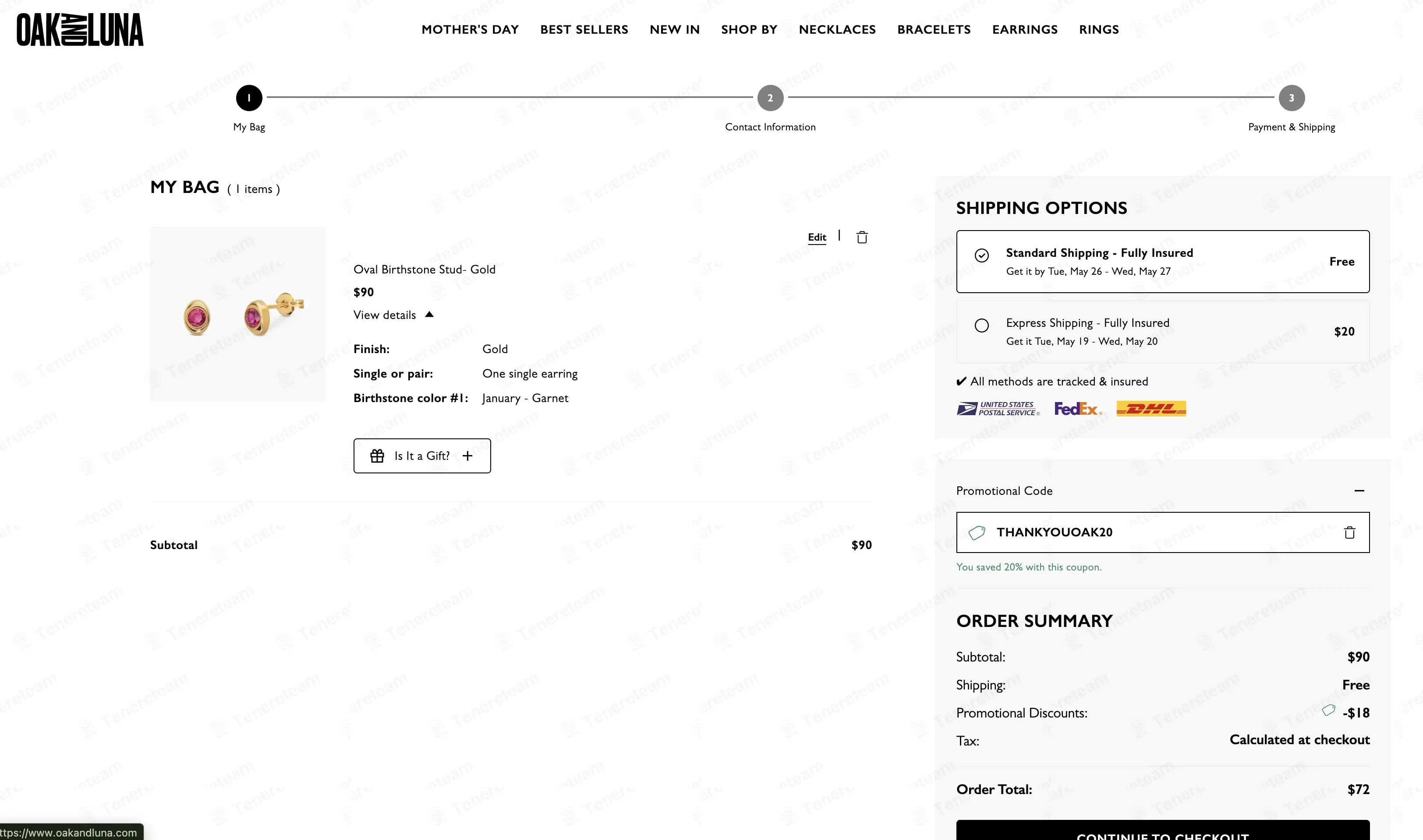 Oak & Luna coupon code: 20% off with THANKYOUOAK20. Tested and valid as 1 month ago.