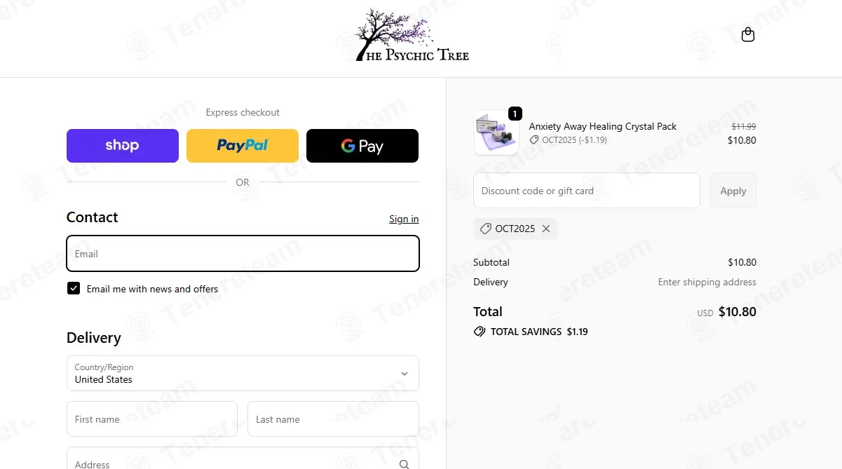 The Psychic Tree coupon code: 10% off with OCT2025. Tested and valid as 7 months ago.