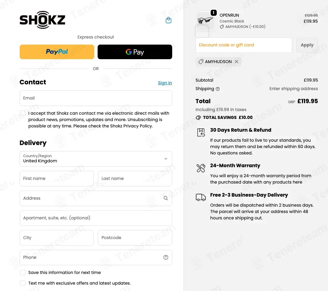 Shokz UK coupon code: £10 off with AMYHUDSON. Tested and valid as 2 months ago.