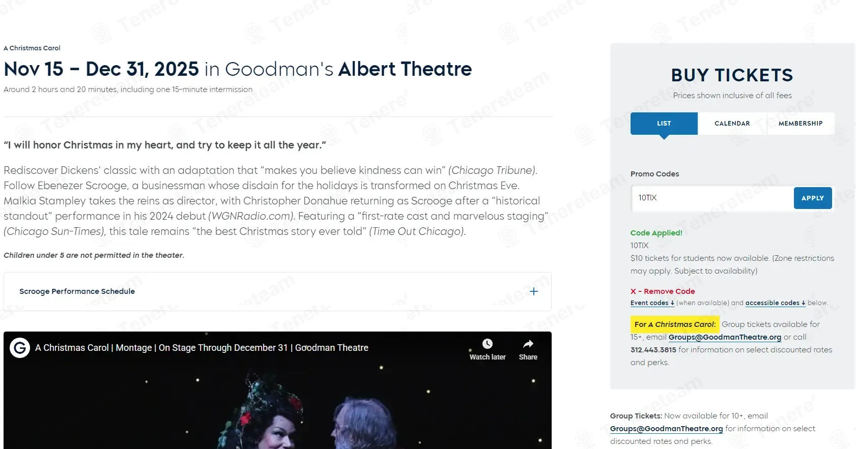 Goodman Theatre coupon code: $10 off with 10TIX. Tested and valid as 7 months ago.