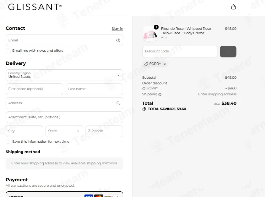Glissant Love coupon code: 20% off with SORRY. Tested and valid as 1 week ago.