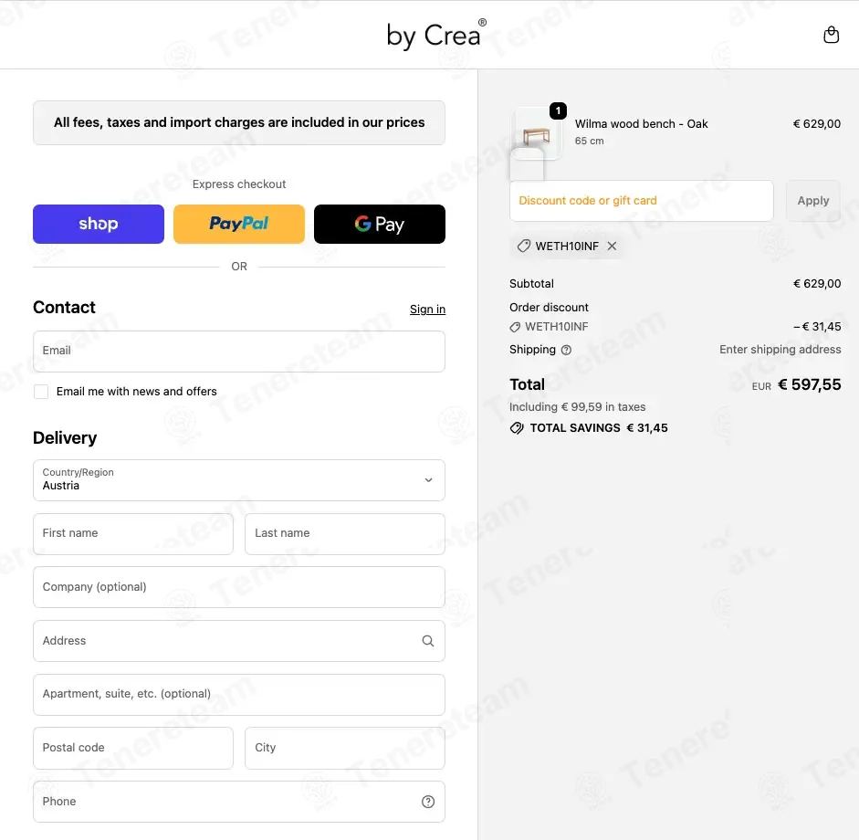 By Crea coupon code: 5% off with WETH10INF. Tested and valid as 1 month ago.