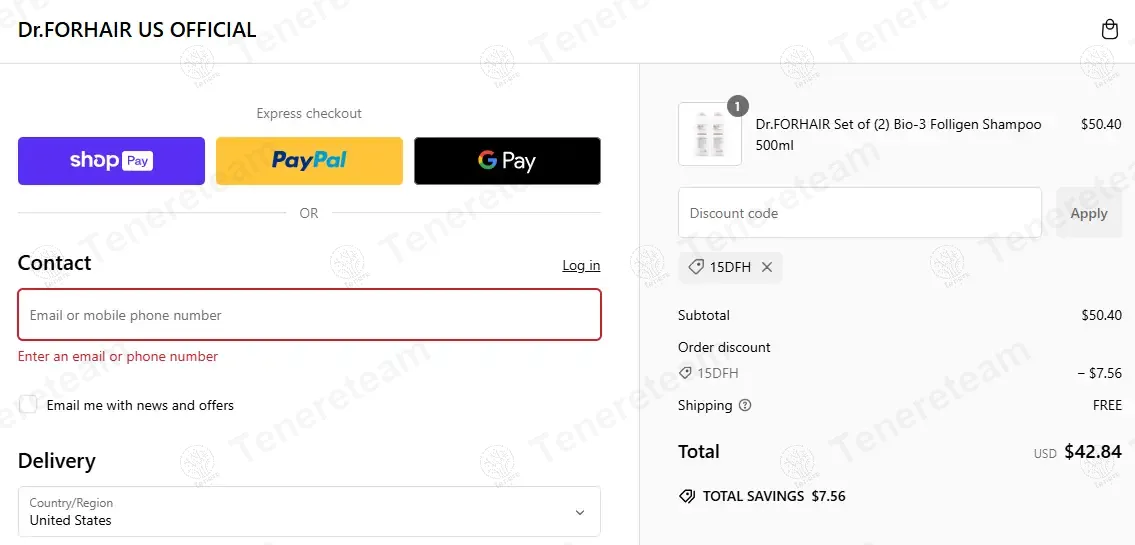 Dr.FORHAIR coupon code: 15% off with 15DFH. Tested and valid as 9 months ago.