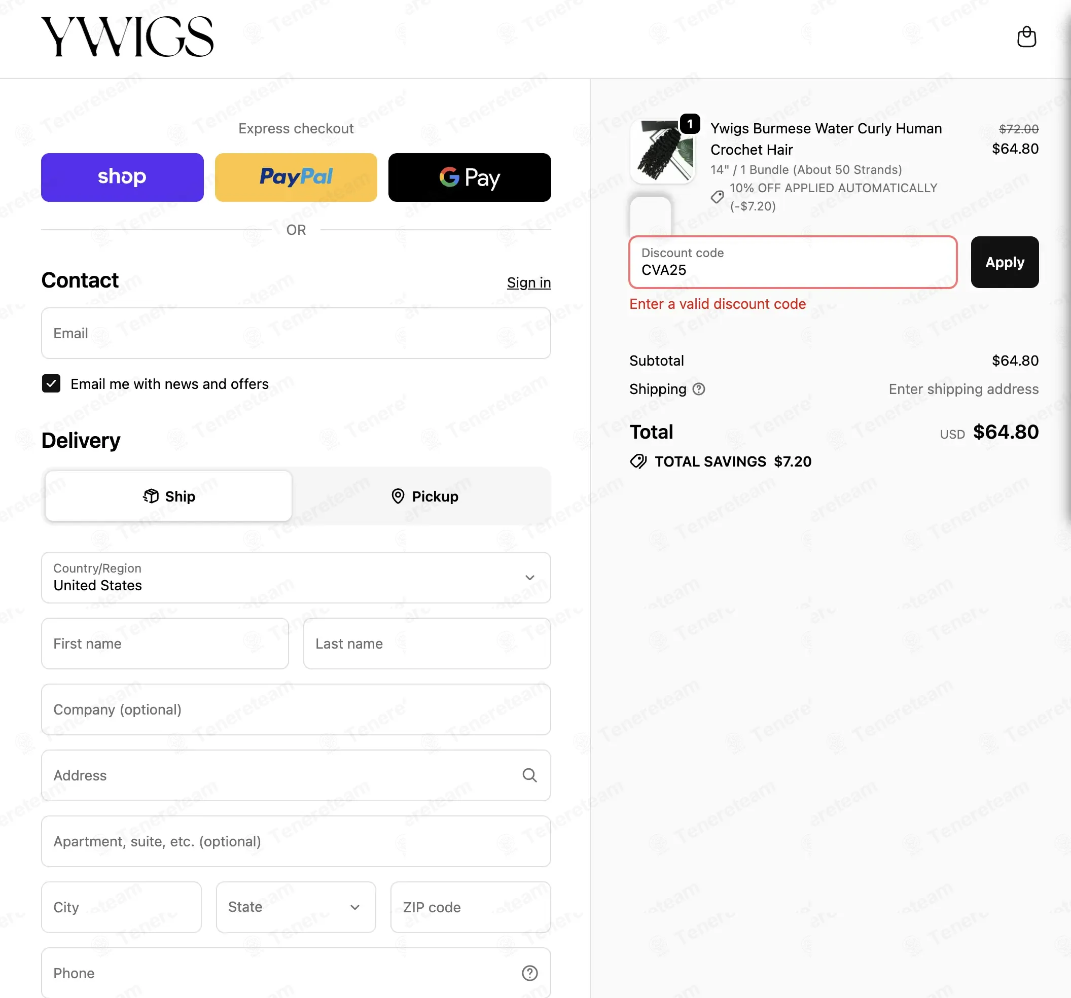 Ywigs coupon code: 25% off with CVA25. Tested and valid as 1 month ago.
