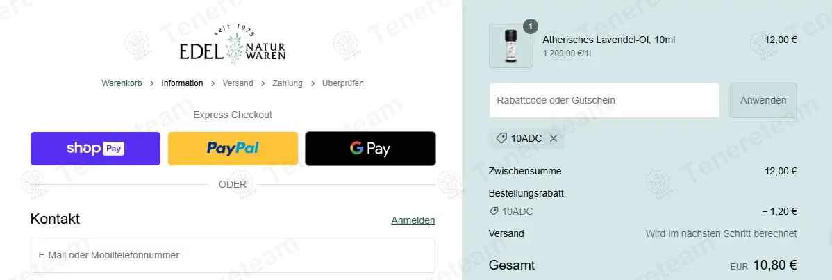 Edel Naturwaren coupon code: 10% off with 10ADC. Tested and valid as 1 year ago.