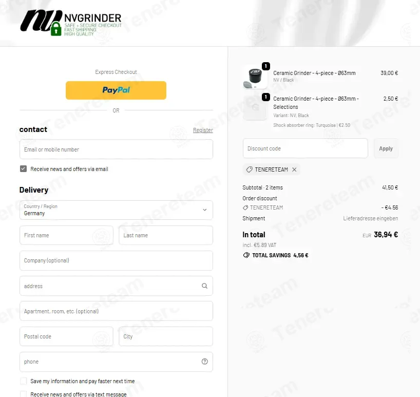 Nvgrinder coupon code: 11% off with TENERETEAM. Tested and valid as 1 month ago.