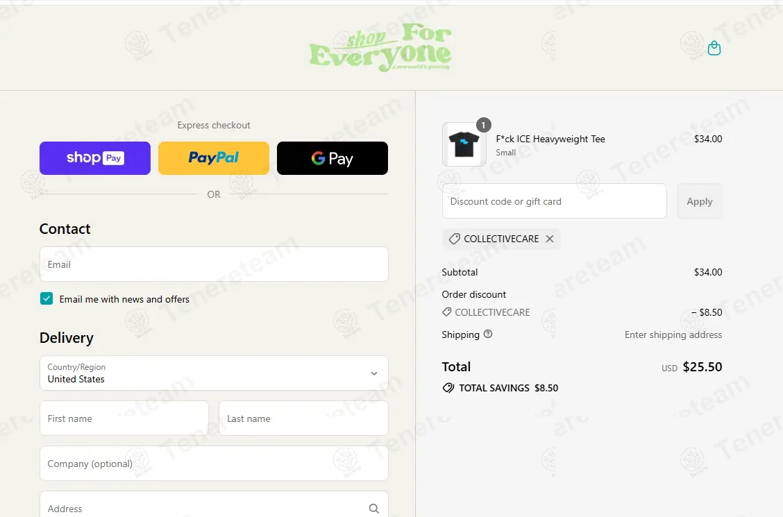 For Everyone Collective coupon code: 25% off with COLLECTIVECARE. Tested and valid as 10 months ago.