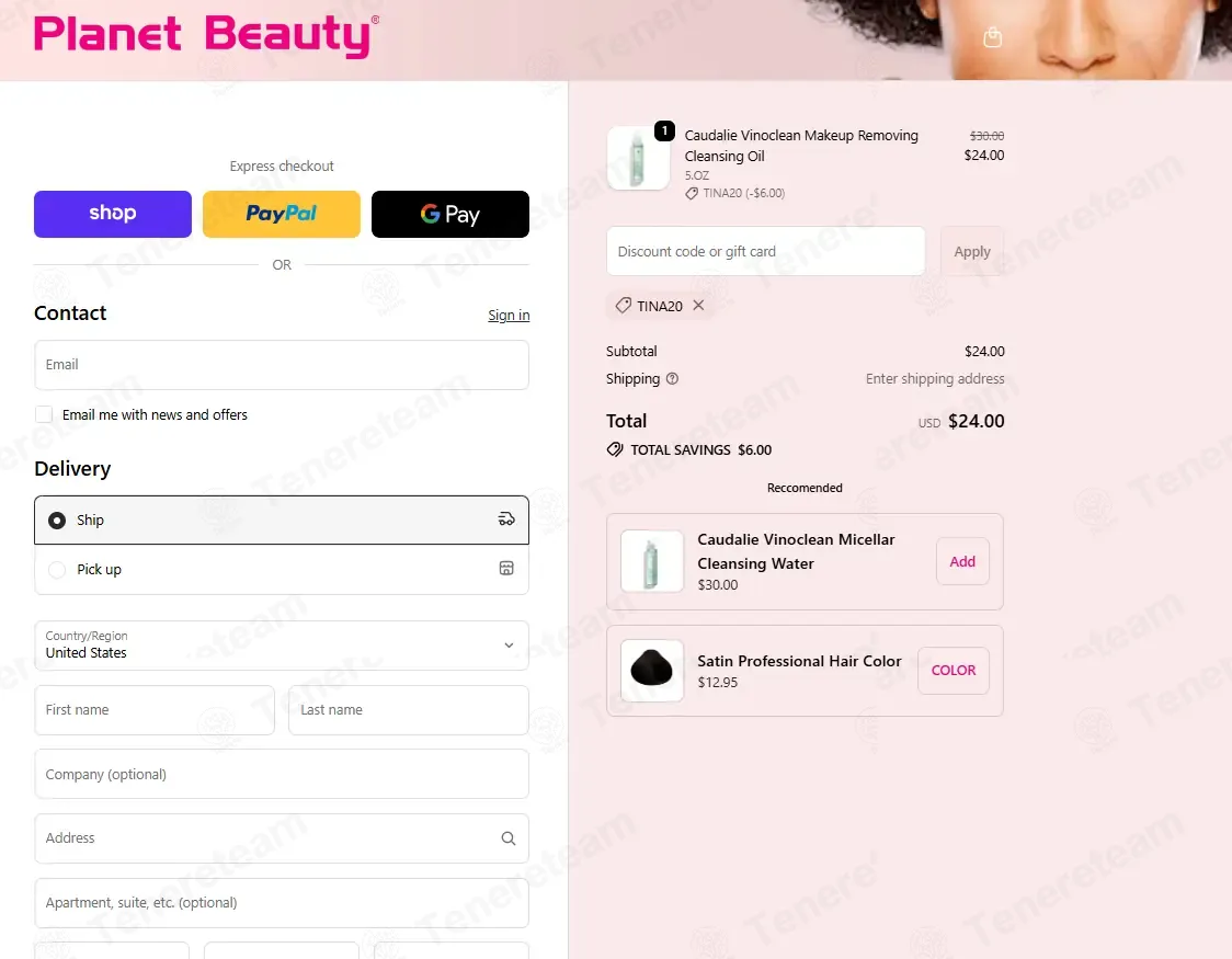 Planet Beauty coupon code: 20% off with TINA20. Tested and valid as 2 months ago.