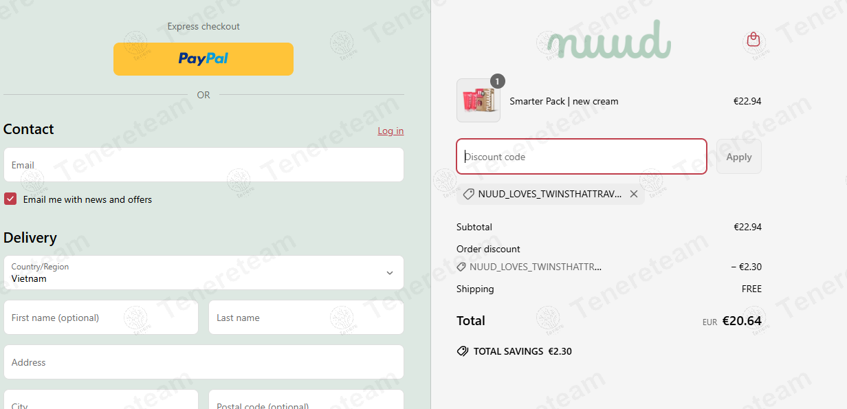 Nuud Care apply coupon code