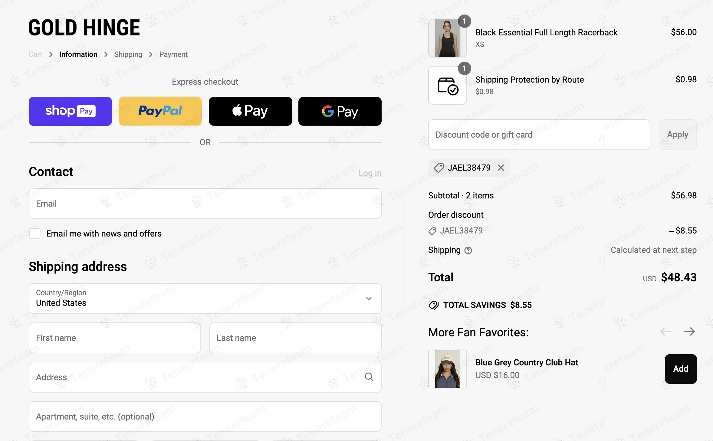 Gold Hinge Boutique coupon code: 15% off with JAEL38479. Tested and valid as 1 year ago.