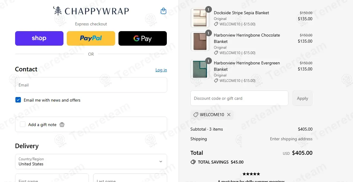 Chappy Wrap coupon code: 10% off with WELCOME10. Tested and valid as 10 months ago.