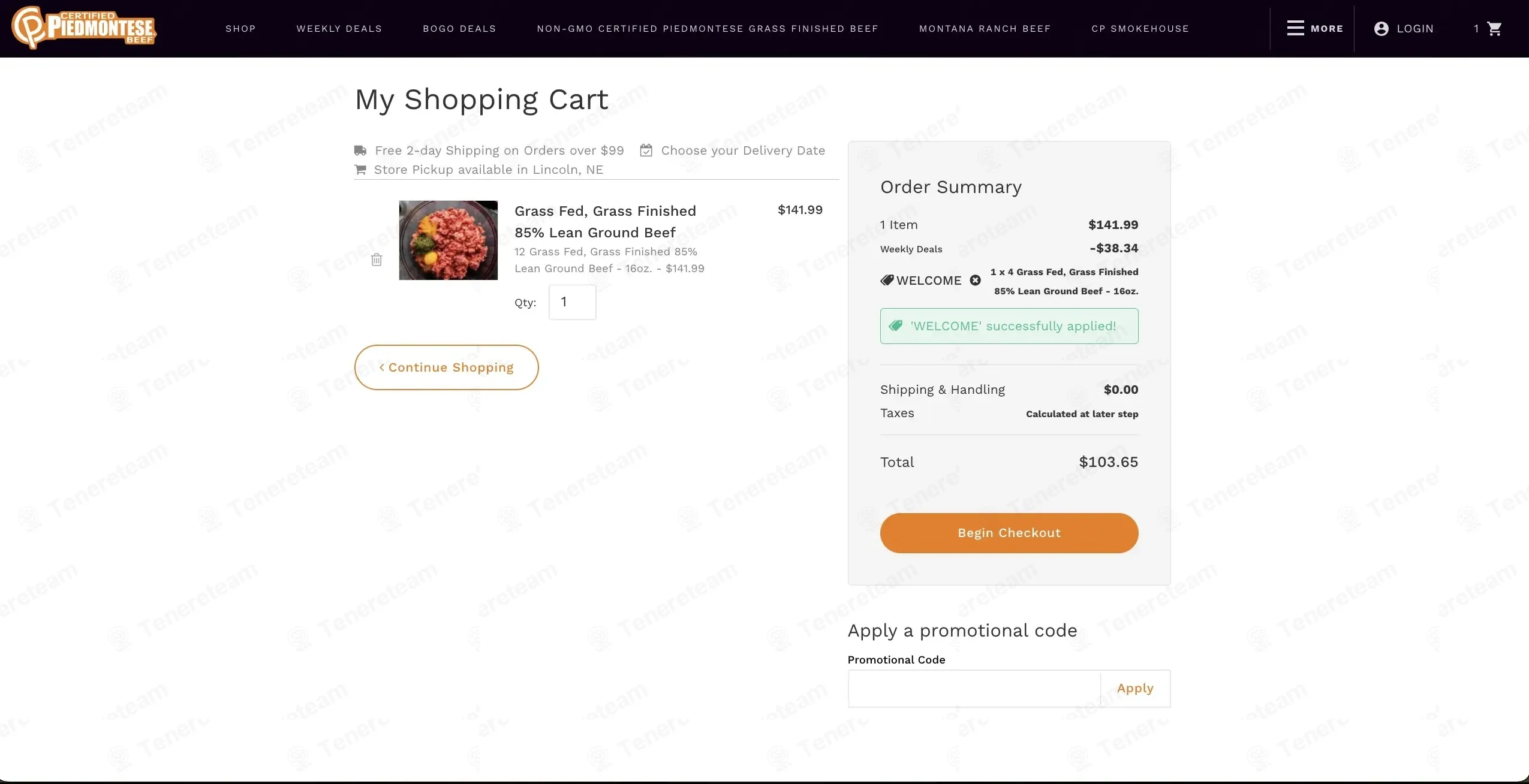 Piedmontese coupon code: 100% off with WELCOME. Tested and valid as 1 month ago.