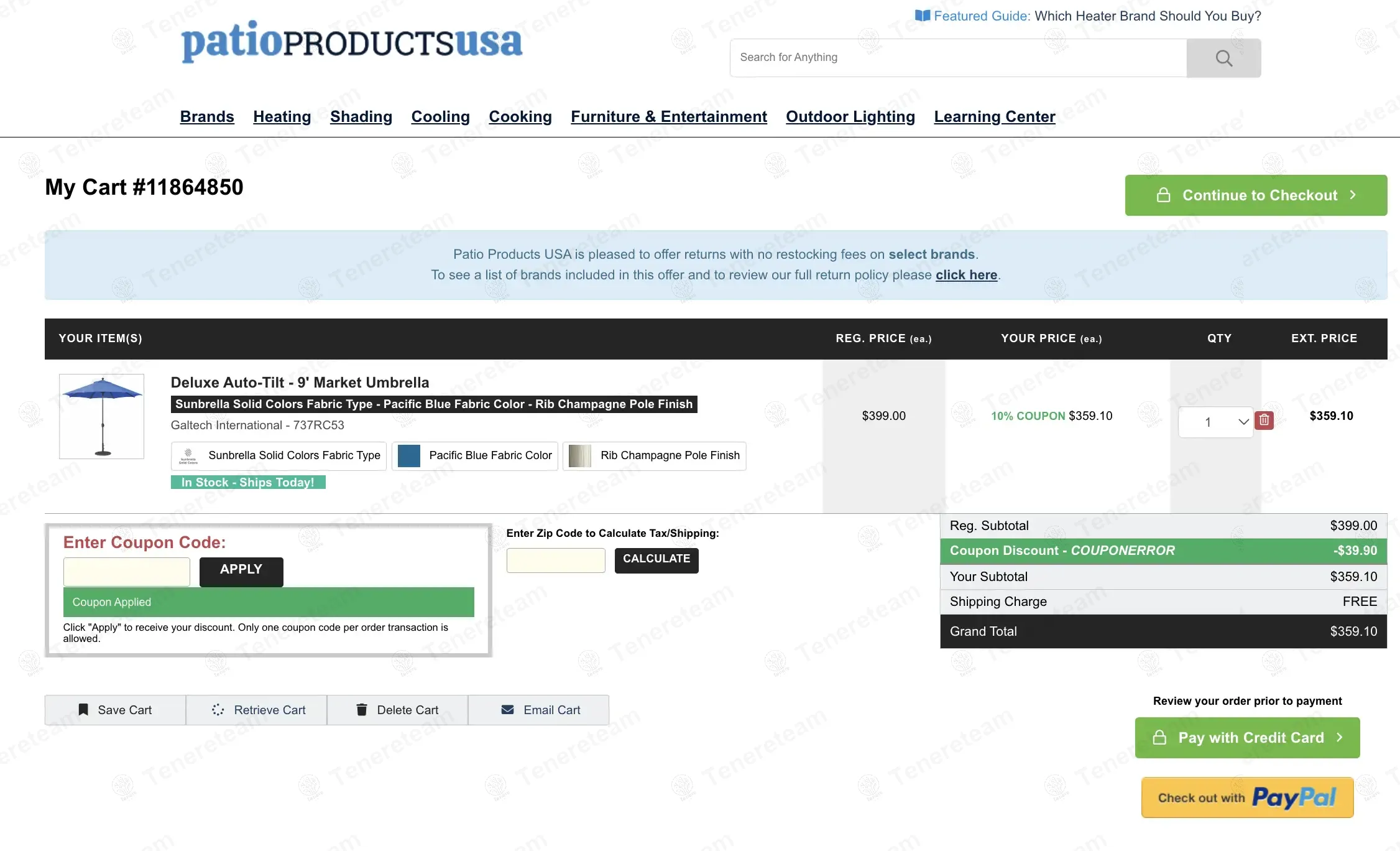 Patio Furnture USA coupon code: 10% off with COUPONERROR. Tested and valid as 1 year ago.