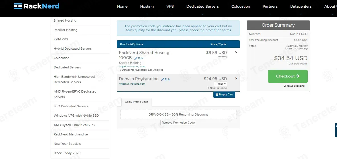 RackNerd coupon code: 30% off with DRWOOKIEE. Tested and valid as 1 month ago.