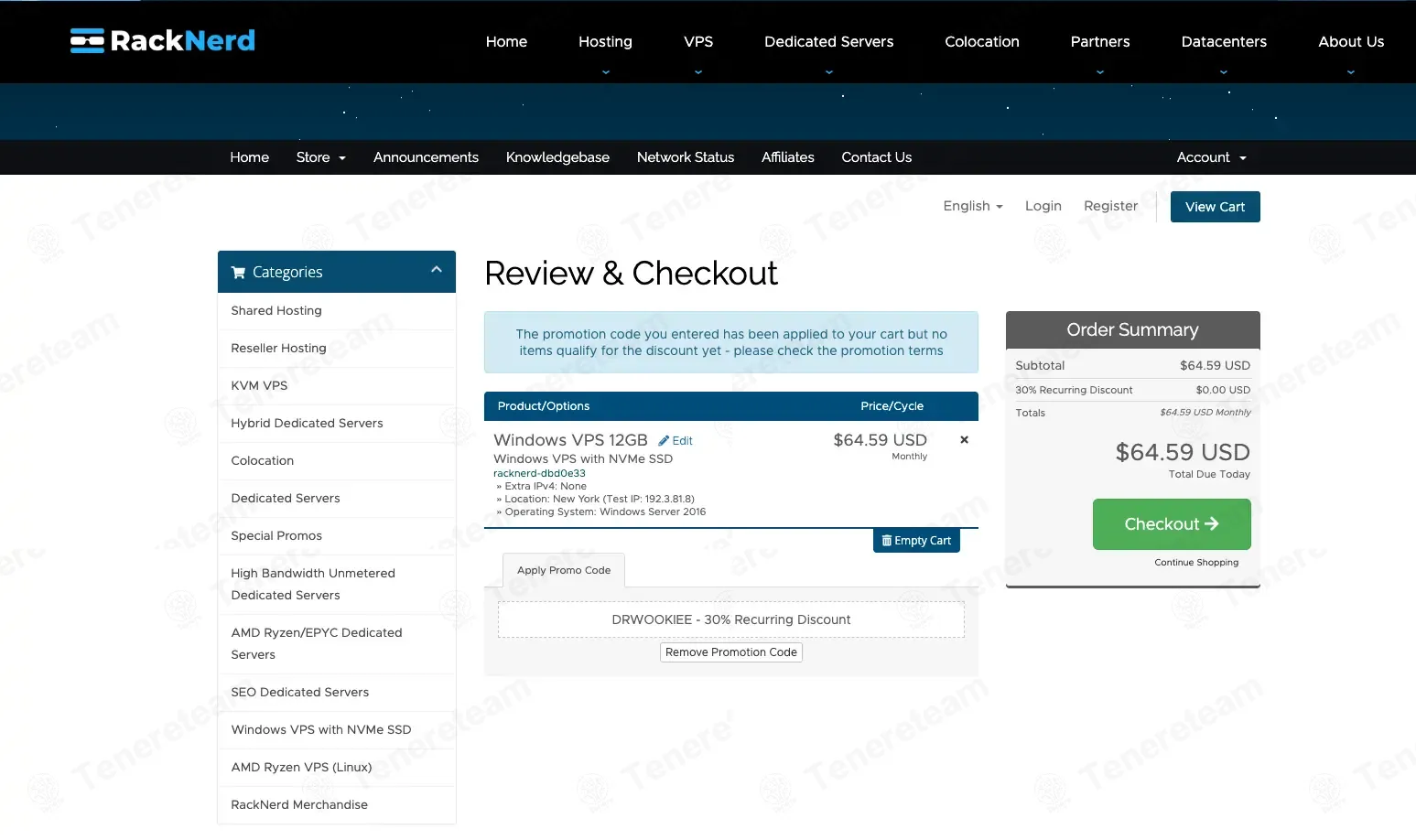 RackNerd coupon code: 30% off with DRWOOKIEE. Tested and valid as 1 month ago.