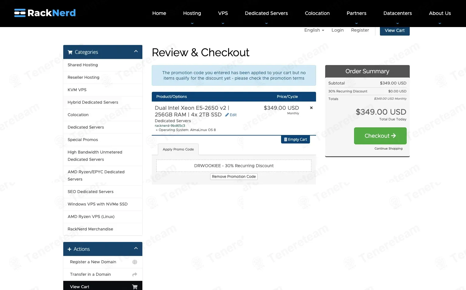 RackNerd coupon code: 30% off with DRWOOKIEE. Tested and valid as 1 month ago.