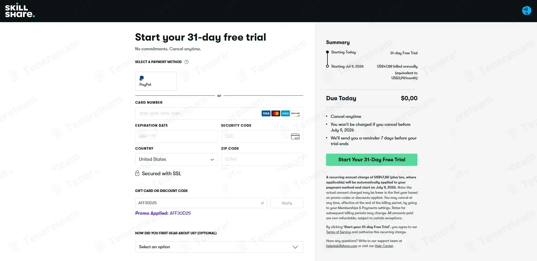 Skillshare coupon code: 100% off with AFF30D25. Tested and valid as 2 weeks ago.