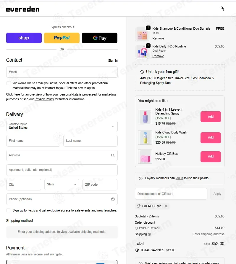 Evereden coupon code: 20% off with EVEREDEN20. Tested and valid as 1 month ago.