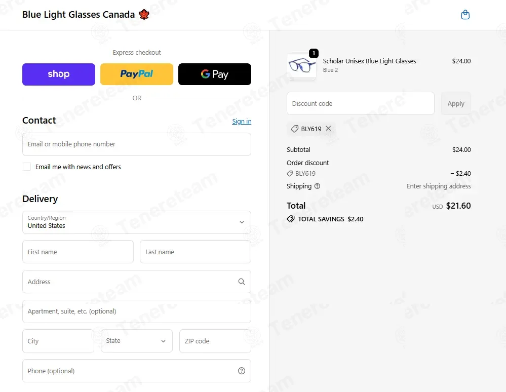Blue Light Glasses Canada apply coupon code