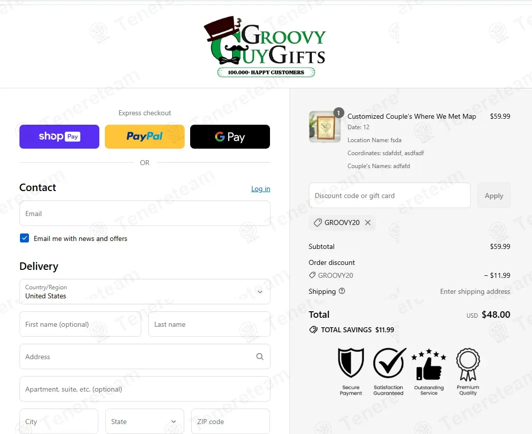 Groovy Guy Gifts coupon code: 20% off with GROOVY20. Tested and valid as 9 months ago.