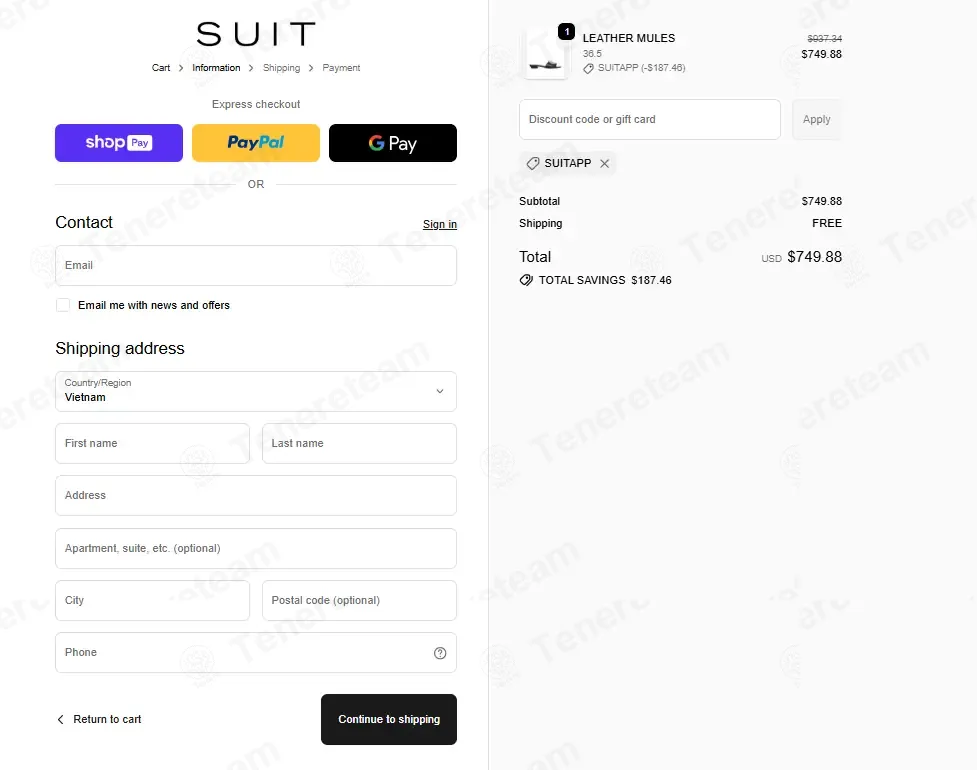 Suitnegozi coupon code: 20% off with SUITAPP. Tested and valid as 4 weeks ago.