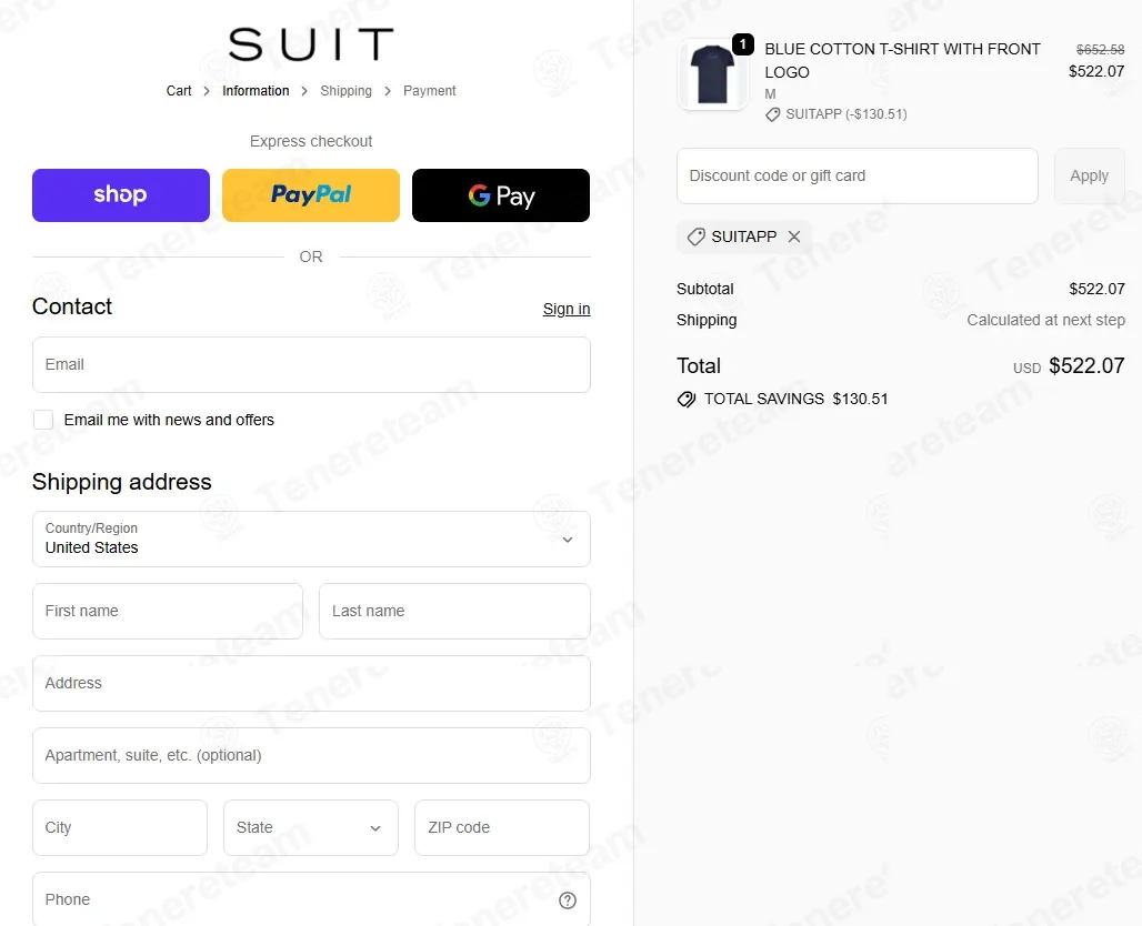 Suitnegozi coupon code: 20% off with SUITAPP. Tested and valid as 4 weeks ago.