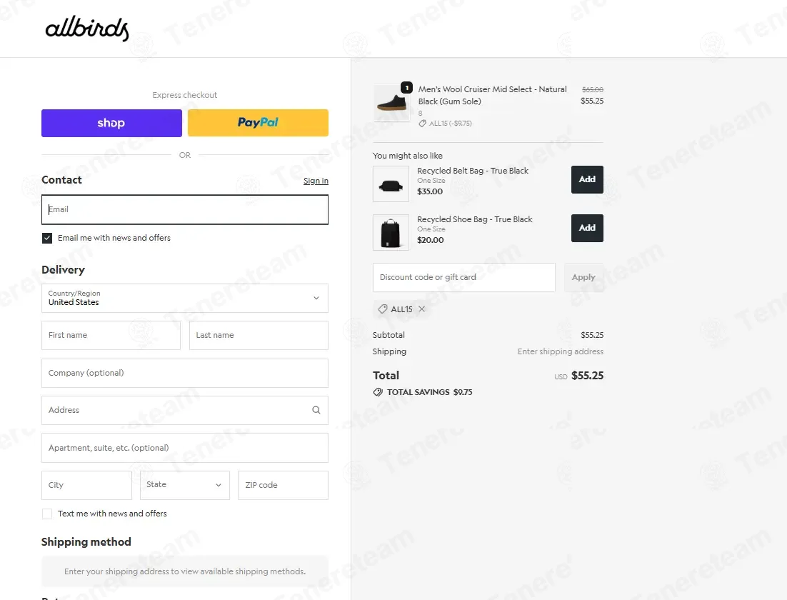 Allbirds coupon code: 15% off with ALL15. Tested and valid as 1 week ago.