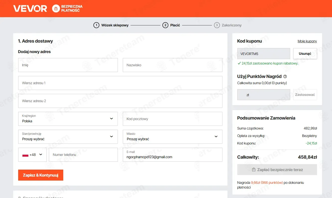 Vevor PL coupon code: 5% off with VEVORTM5. Tested and valid as 1 month ago.