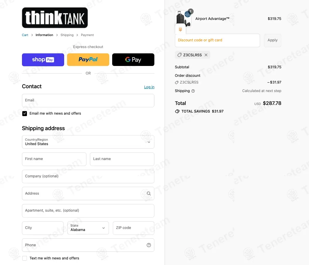 Think Tank Photo coupon code: 10% off with Z3CSLR5S. Tested and valid as 10 months ago.