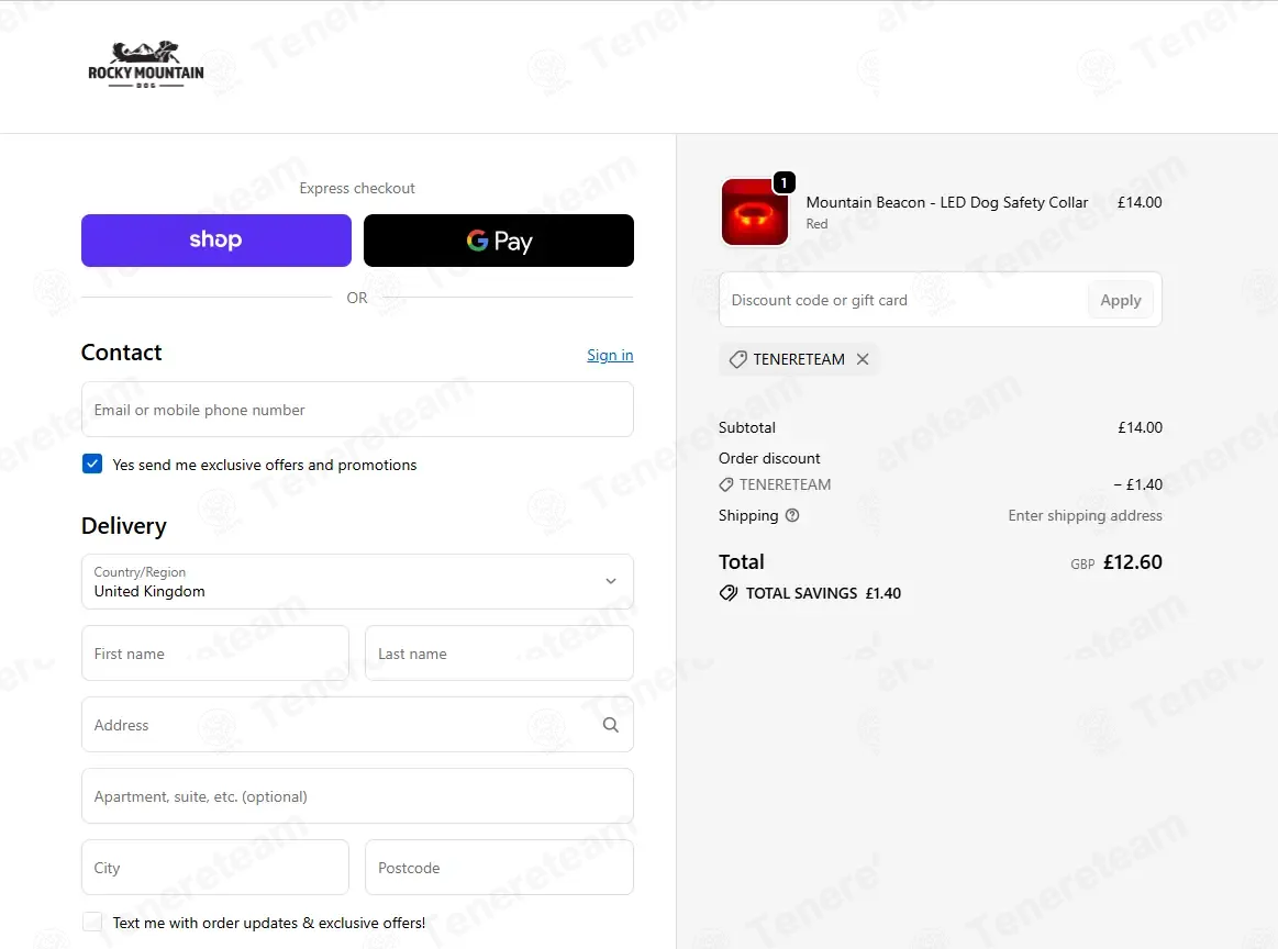 Rocky Mountain Dog coupon code: 10% off with TENERETEAM. Tested and valid as 1 month ago.