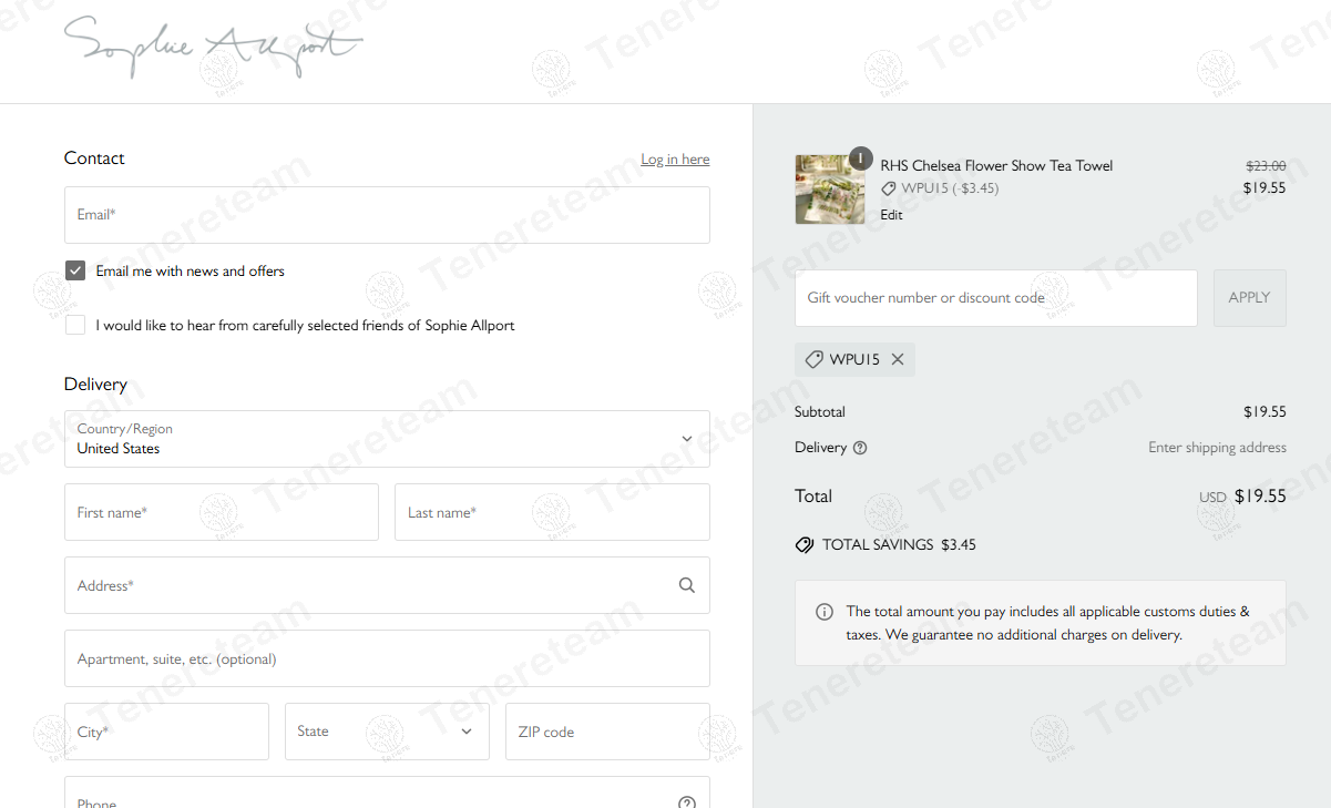 Sophie Allport coupon code: 15% off with WPU15. Tested and valid as 1 year ago.