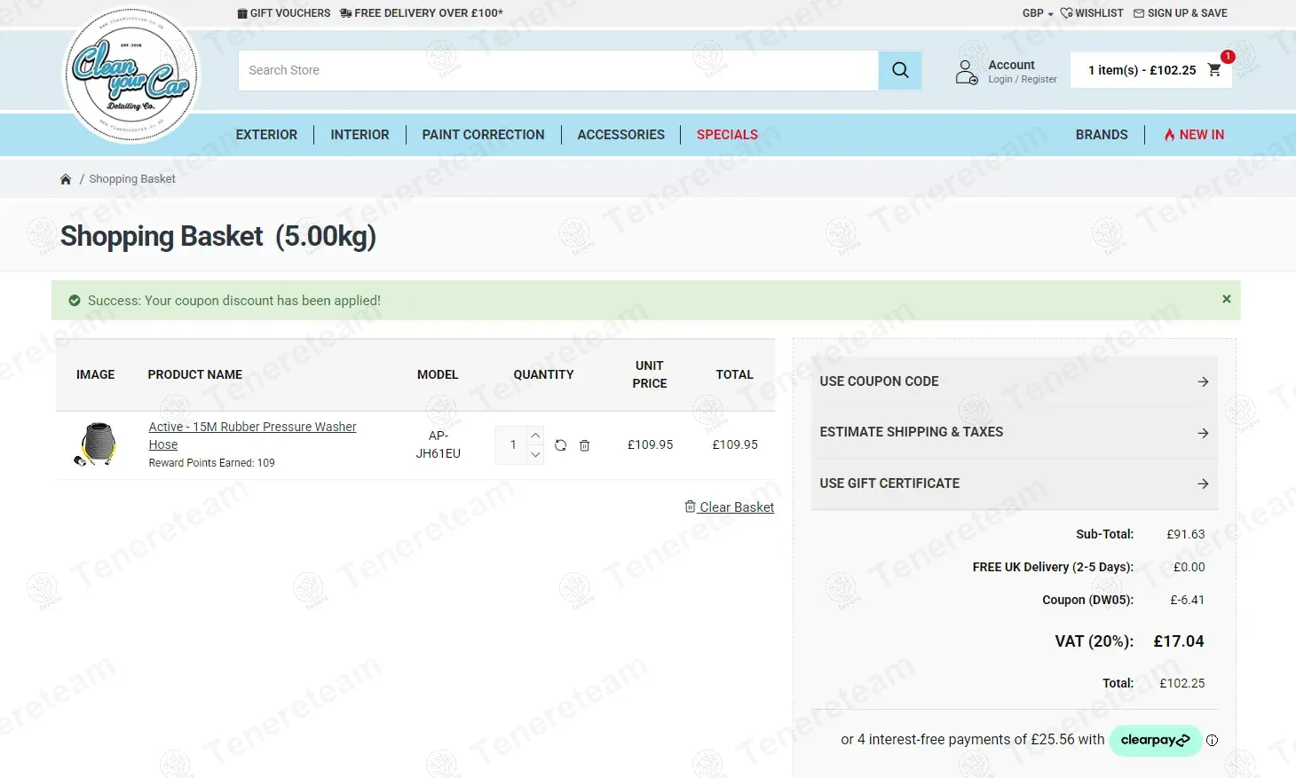 Clean Your Car coupon code: 5% off with DW05. Tested and valid as 11 months ago.