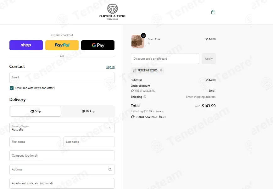 Flower And Twig Nursery coupon code: $1 off with FREETWEEZERS. Tested and valid as 1 week ago.