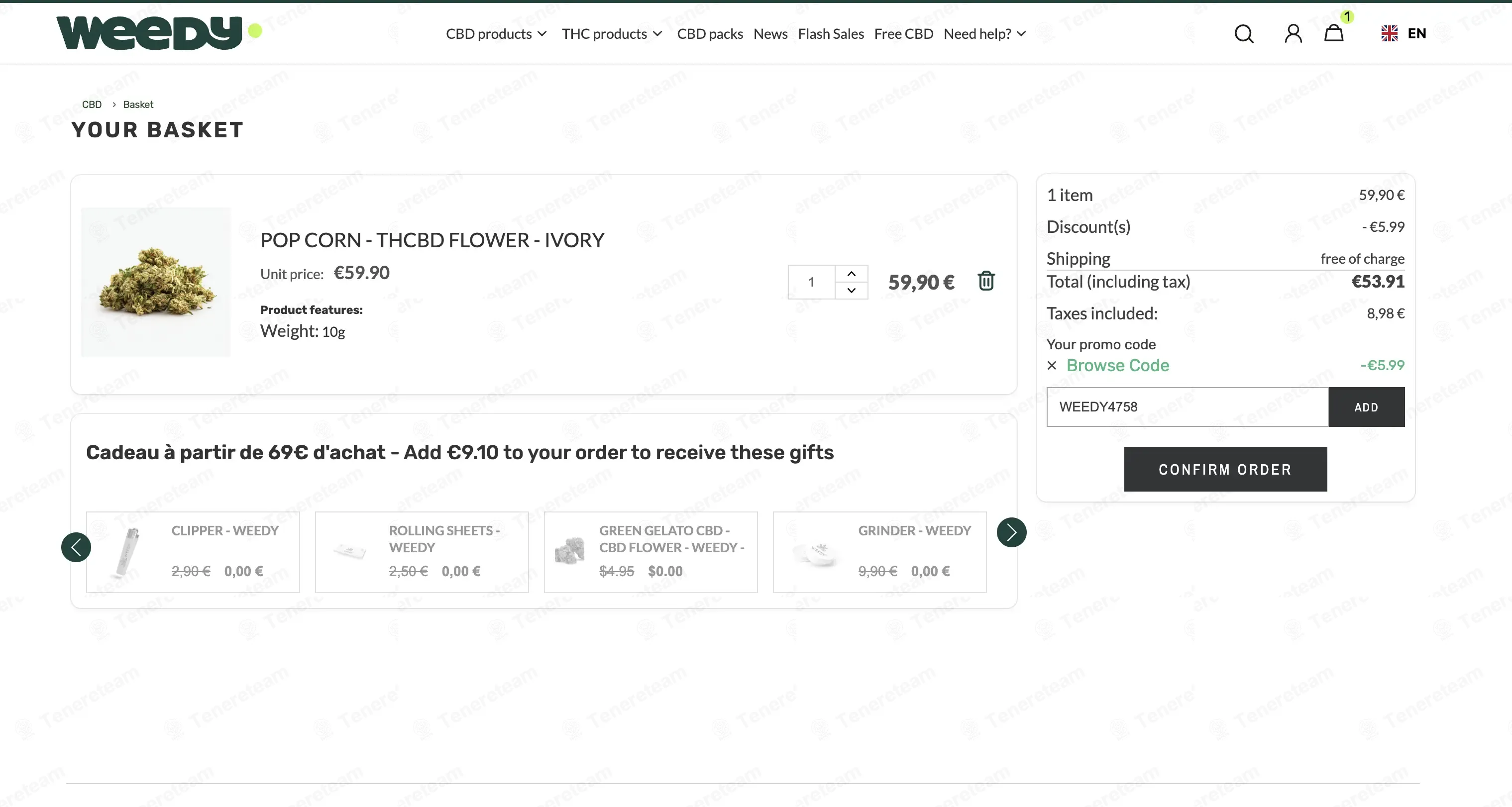 Weedy FR coupon code: 10% off with WEEDY4758. Tested and valid as 23 hours ago.