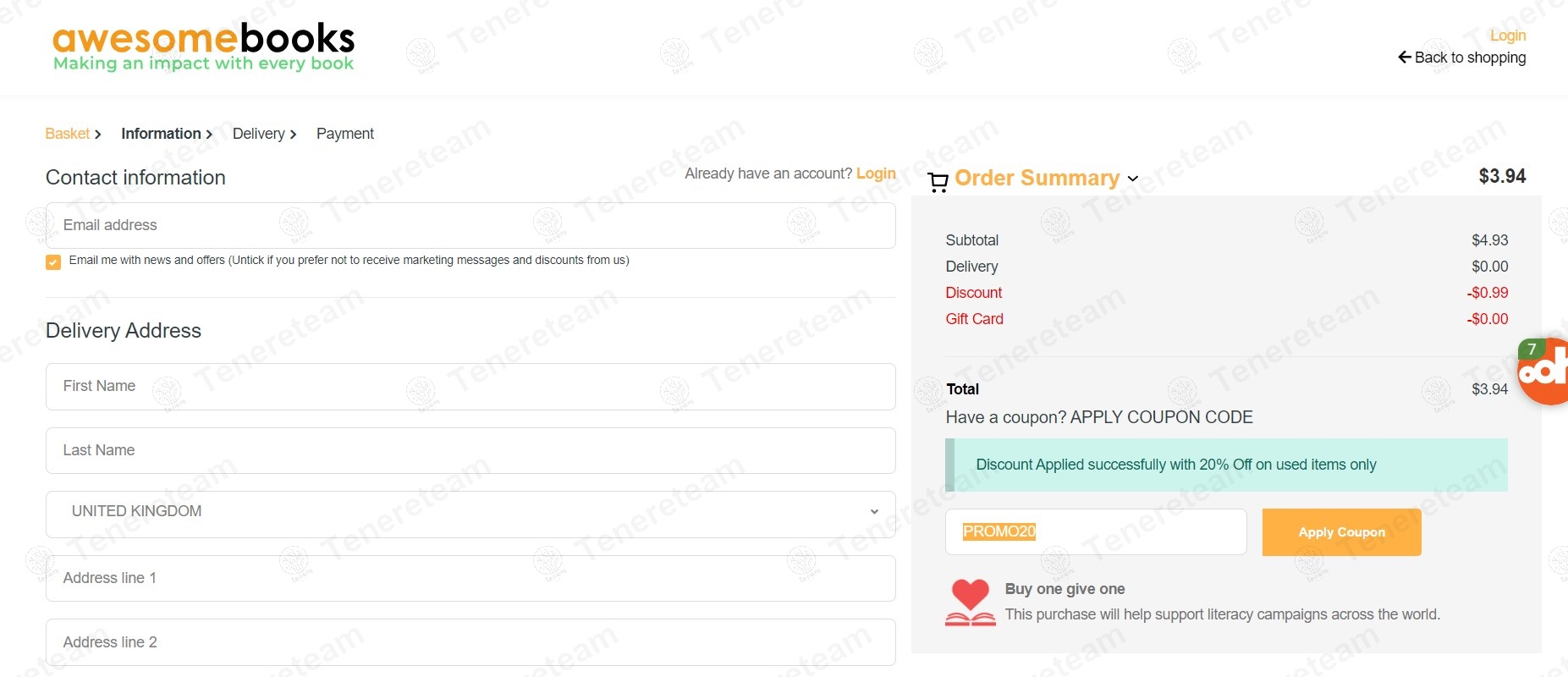 AwesomeBooks coupon code: 20% off with PROMO20. Tested and valid as 1 year ago.
