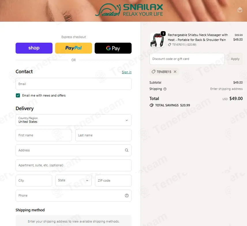 Snailax coupon code: 30% off with TENERE15. Tested and valid as 1 month ago.