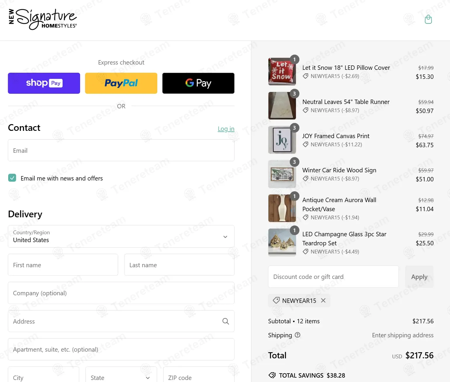 Signature Homestyles coupon code: 15% off with newyear15. Tested and valid as 1 year ago.