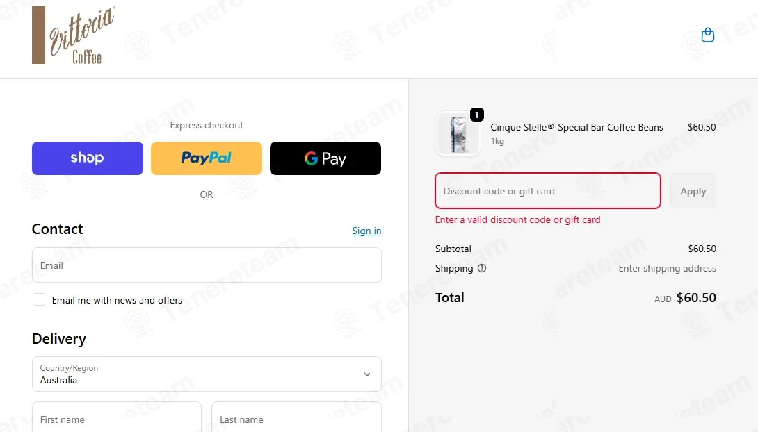 Vittoria Coffee coupon code: 20% off with TAKE20. Tested and valid as 3 months ago.