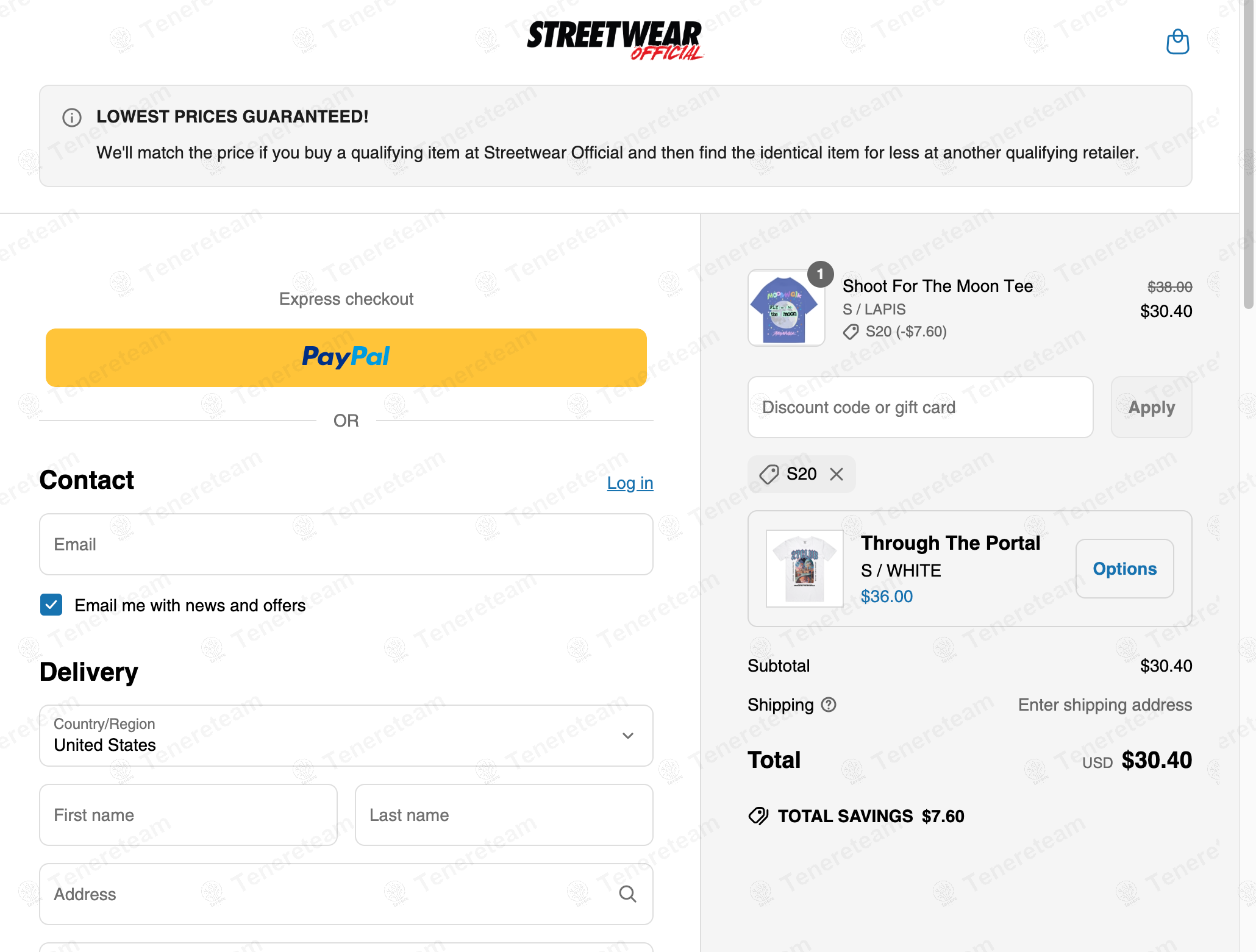 Streetwear Official coupon code: 20% off with S20. Tested and valid as 1 year ago.