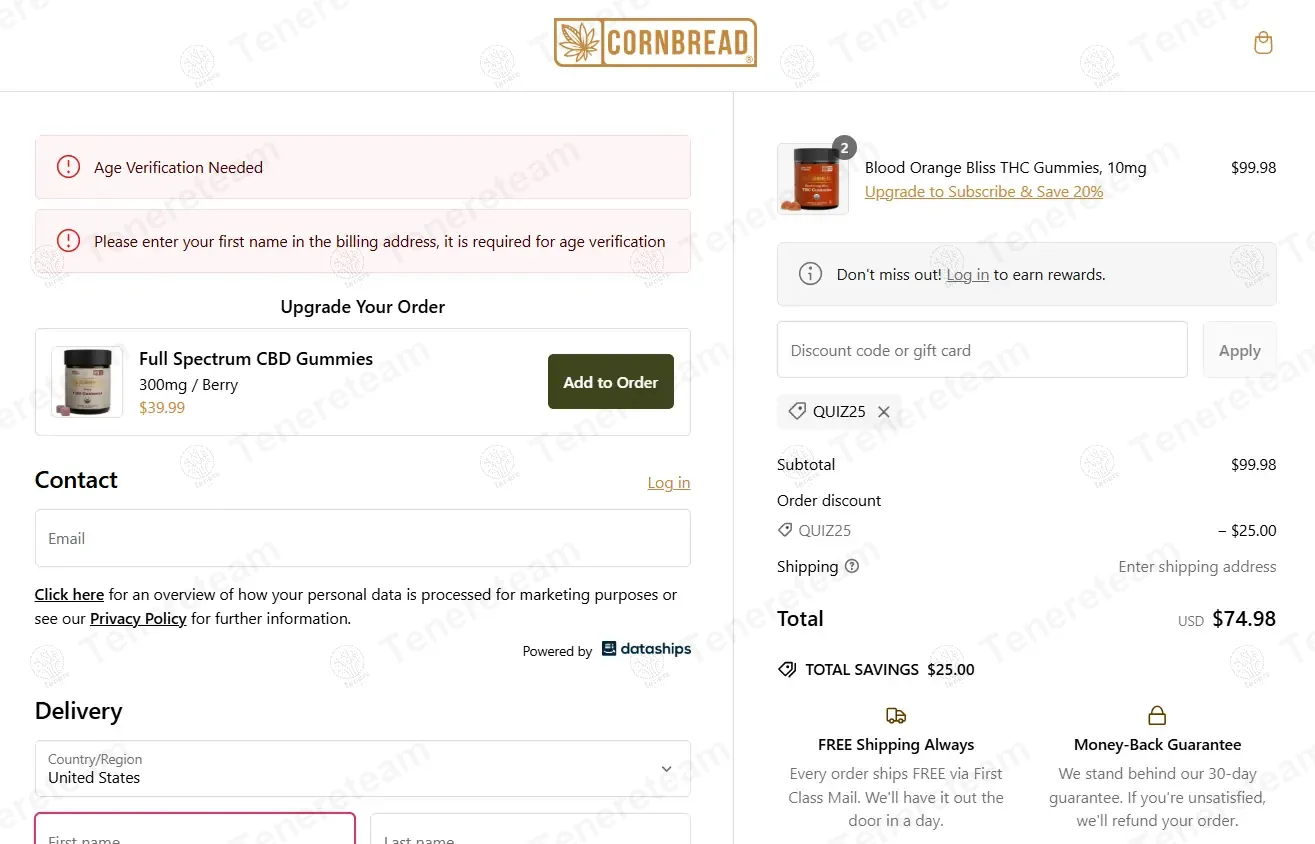 Cornbread Hemp apply coupon code